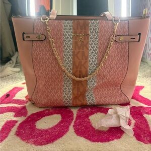 Michael Kors Pink and Gold Tote with Structured Design
